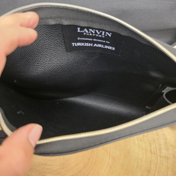 LANVIN Turkish Airlines Business Class Amenity Kit Black Zip Around - Picture 3 of 8